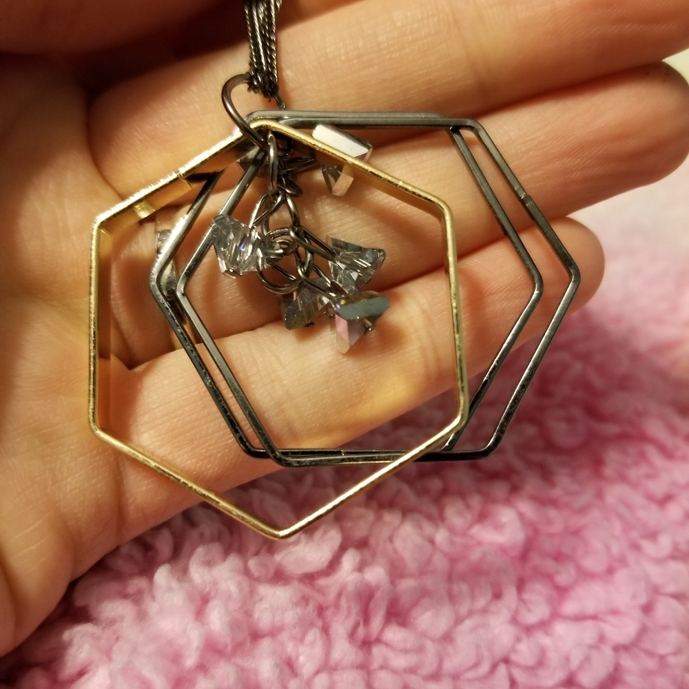 3/$7 Hexagon with Rhinestone necklace